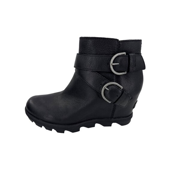 Sorel Shoes - Sorel Womens Joan of Arctic Wedge II Buckle Boots Black Leather NL3360-010 7.5